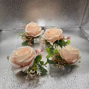 Peach*Wrist*Pin*corsage Prom*Wedding*Quinceanera Artificial Flower Accessories